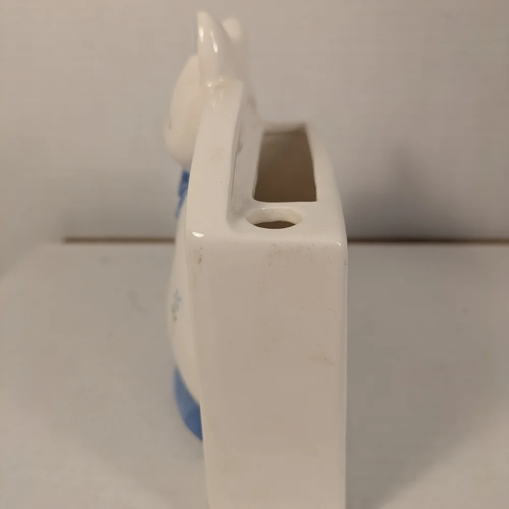Ceramic Cat pen/ make up/ stationary Holder with Blue Accents by Otagiri